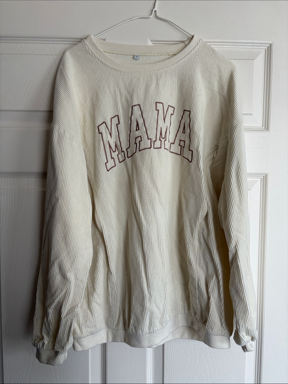 Mama Corded Crewneck Breastfeeding friendly Sweater in Cream